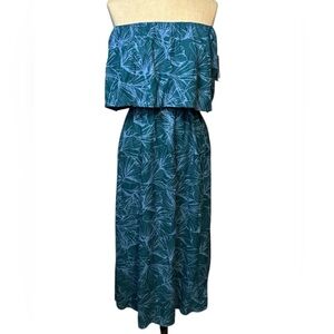 O’Neill Koia Floral Strapless Maxi Dress Teal Blue NWT Size M